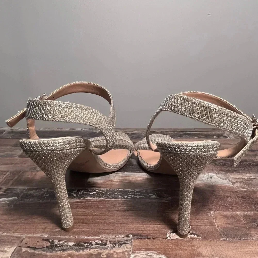 NWOT Badgley Mischka‎ Silver Sparkly Heel Women Size 11 - Picture 5 of 8